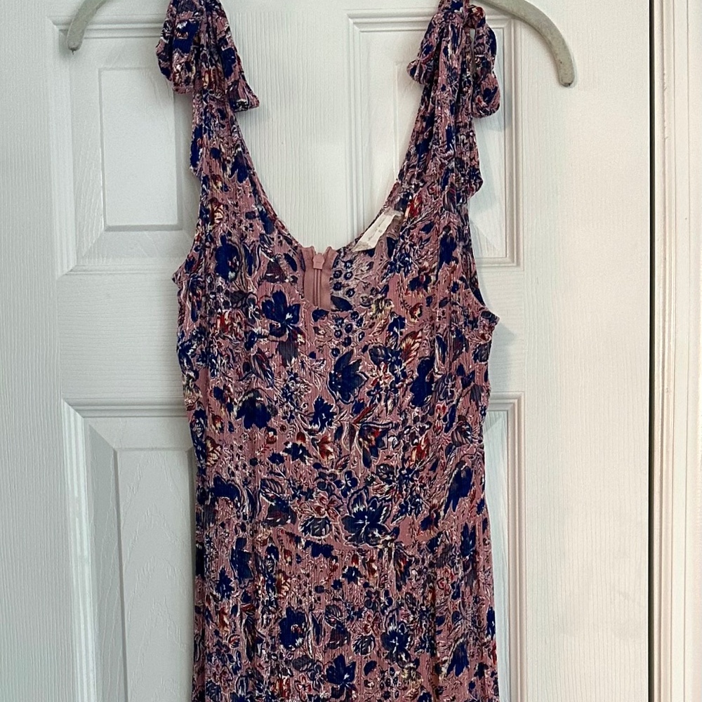 Altar’d State pink and blue floral maxi dress with lace